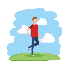 young man walking character