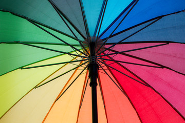 Abstract background from the texture of a multicolored spectrum rainbow umbrella