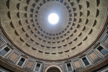 Roma, Italy - November, 2018: The Pantheon, Pantheum, or Phanteon, is a building of ancient Rome in the Pigna district in the historic center, a temple dedicated to all gods and deitie