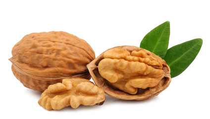 Walnuts isolated on white background