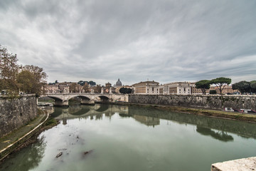 Fototapeta na wymiar Rome, Italy - November, 2018: Castel Sant Angelo or Mausoleum of Hadrian in Rome Italy, built in ancient Rome, it is now the famous tourist attraction of Italy. 