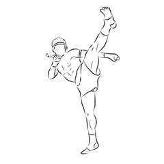 Fototapeta premium Hand sketch vector of Muay Thai or Thai Boxing. Martial arts of Thailand