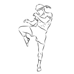 Hand sketch vector of Muay Thai or Thai Boxing. Martial arts of Thailand