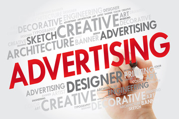 ADVERTISING word cloud with marker, business concept