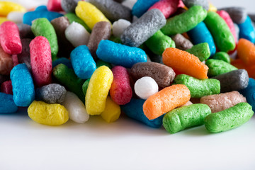 Colored corn sticks. Corn constructor for children's creativity. Abstract background, defocus