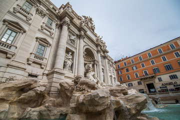 Obraz na płótnie Canvas Trevi Fountain in the morning light in Rome, Italy. Trevi is most famous fountain of Rome. Architecture and landmark of Rome.