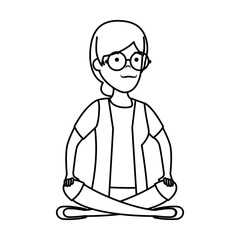 old woman in lotus position character