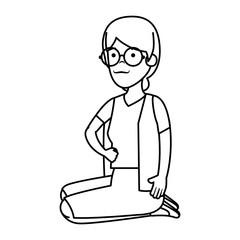 old woman in lotus position character