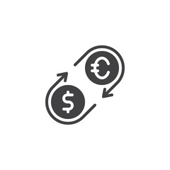 Euro and Dollar exchange vector icon. filled flat sign for mobile concept and web design. Banking currency glyph icon. Cash money transfer symbol, logo illustration. Pixel perfect vector 