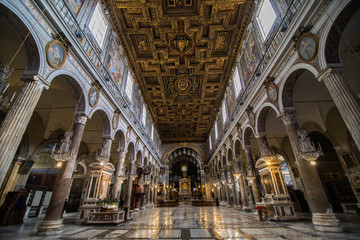 Fototapeta na wymiar Rome, Italy - November, 2018: Interior of Basilica di Santa Maria in Ara coeli in Rome