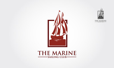 The Marine Sailing Club Vector Logo Template. Vintage Vector Logo illustration with Marine 