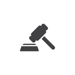 Judge gavel vector icon. filled flat sign for mobile concept and web design. Auction hammer glyph icon. Symbol, logo illustration. Pixel perfect vector graphics
