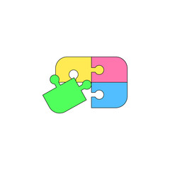 cartoon puzzle toy colored icon. Signs and symbols can be used for web, logo, mobile app, UI, UX