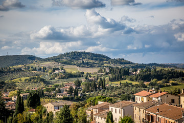 Beautiful autumn landscape in Tuscany. Near San Gimignano, Tuscany, Italy