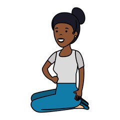 young black woman in lotus position