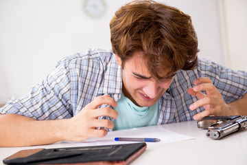 Naklejka premium Young man in depression committing suicide