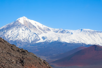 crater of a volcano.  peak of Tolbachik volcano at day. Kamchatka. Russia