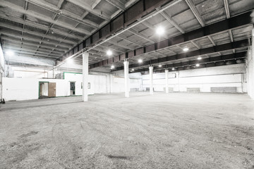 Interior of empty warehouse.