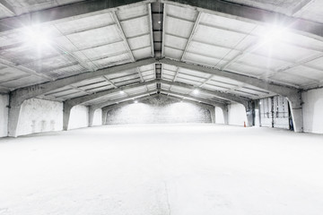 Interior of empty warehouse.