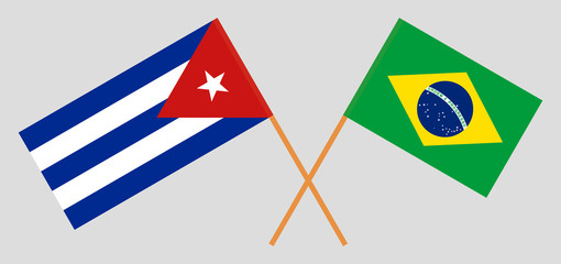 Brazil and Cuba. The Brazilian and Cuban flags. Official colors. Correct proportion. Vector