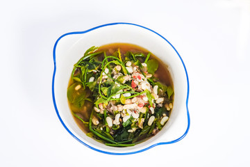 Spicy soup of Red ant eggs are larvae of ants.