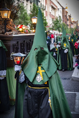 Nazarenos en procesion  Semana Santa. Valladolid, España