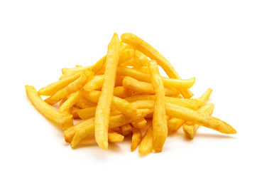 potato fry on white isolated background