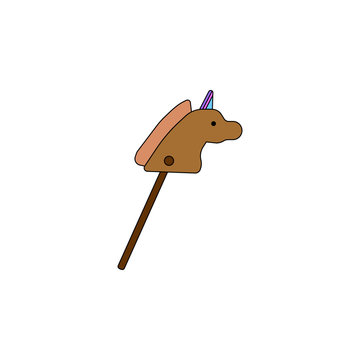 cartoon horse stick toy colored icon. Signs and symbols can be used for web, logo, mobile app, UI, UX