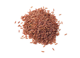 Wild red rice pile isolated on white background