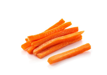 raw chopped carrot isolated on a white background