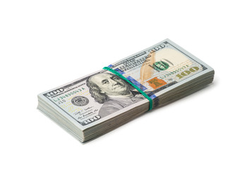 American dollars on white background