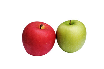 Red green apple Isolated on White Background in Full Depth of Field with Clipping Path.