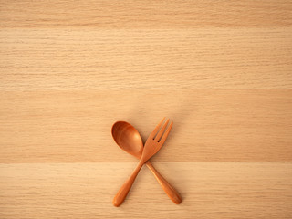 Cutlery set on a wooden table