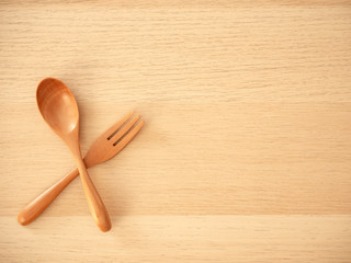 Cutlery set on a wooden table