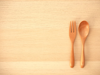 Cutlery set on a wooden table