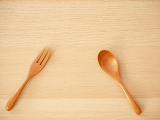 Cutlery set on a wooden table