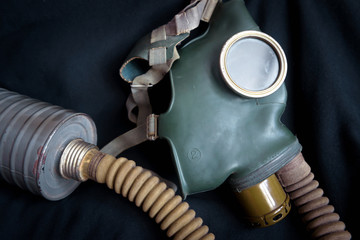 Old gas mask with filter