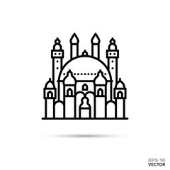 fantasy castle vector line icon