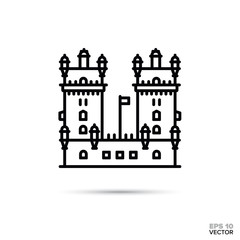 Obraz premium fantasy castle vector line icon