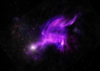 Star field in space and a nebulae. 3D rendering