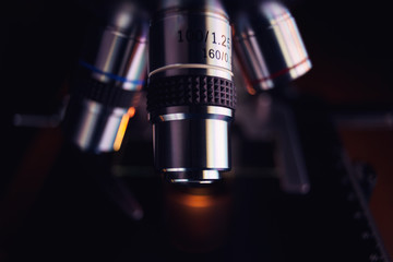 Laboratory microscope for scientific research. Microscope is used for conducting planned, research...