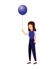 woman with balloons helium floating