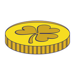 shamrock coin isolated cartoon blue lines