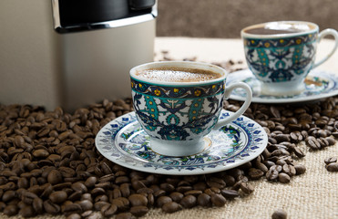 Two Cups of Traditional Turkish Coffee