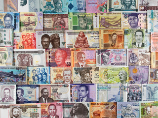 Africa currency notes. African money, trade, economy... - obrazy, fototapety, plakaty