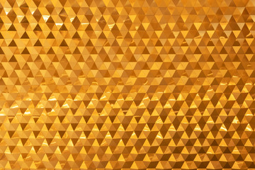 Abstract background from golden brick decorated on wall. Modern wallpaper.