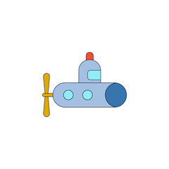 cartoon submarine toy colored icon. Signs and symbols can be used for web, logo, mobile app, UI, UX