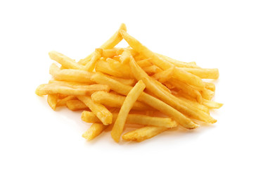 potato fry on white isolated background