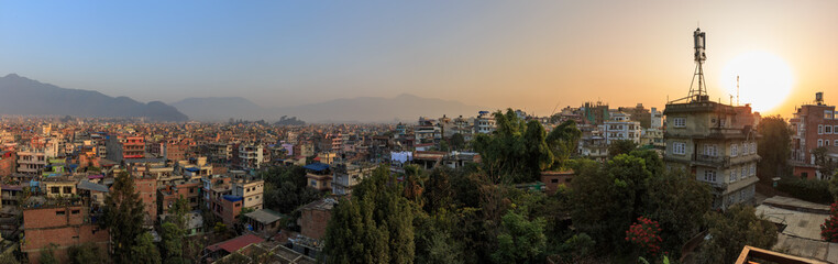  Panoramic view over Kathmandu at the break of dawn