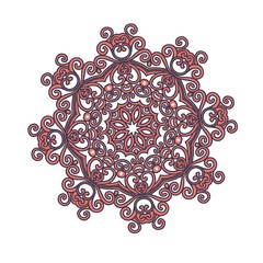 Creative mandala design. Symmetrical kaleidoscope pattern in oriental style. Line art..
